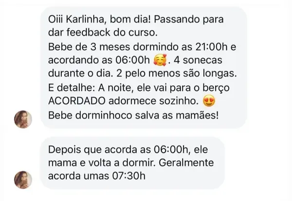 Depoimento de mãe: bebê de 3 meses dormindo das 21h às 6h