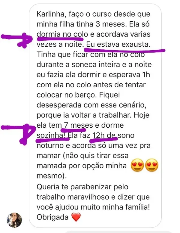 Depoimento: filha de 7 meses dorme 12h de sono noturno