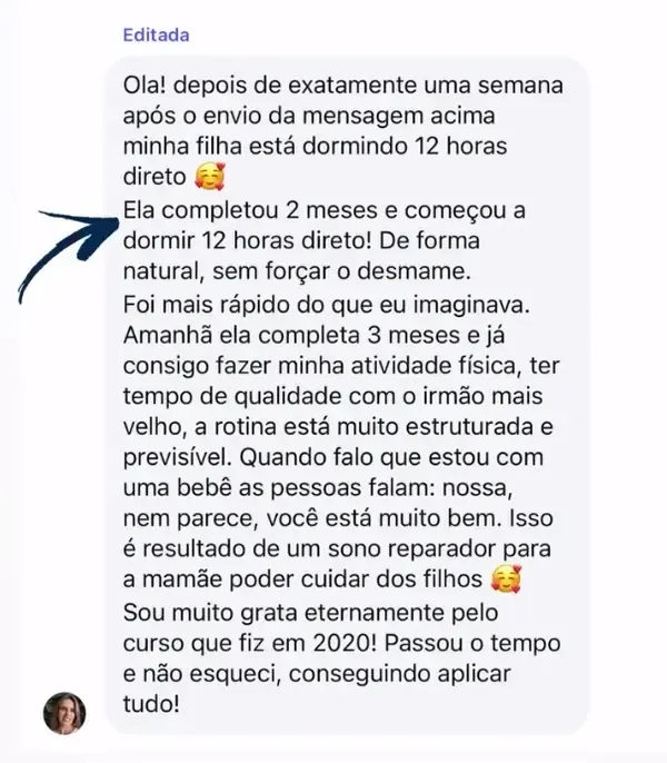 Depoimento: bebê de 2 meses dormindo 12h direto