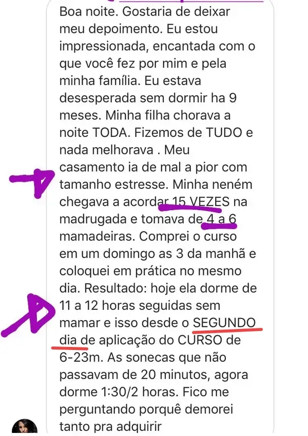 Depoimento: bebê que acordava 15 vezes e passou a dormir 11 a 12h